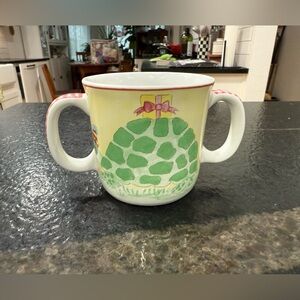 Childs Mug Two Handled Kelly B. Rightsell Designs Portugal Monkey & Turtle EUC